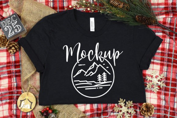 3001 Heather Black Christmas Mockup for T-Shirts