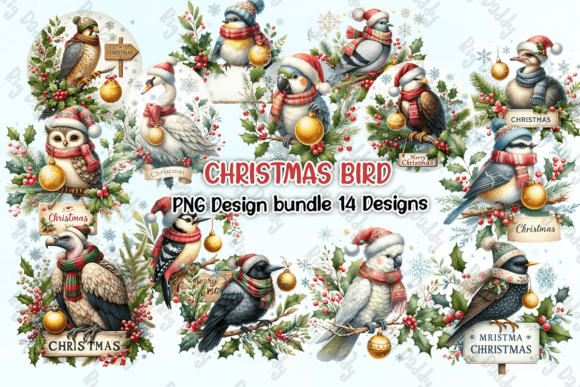 Christmas Bird Clipart PNG for Crafters