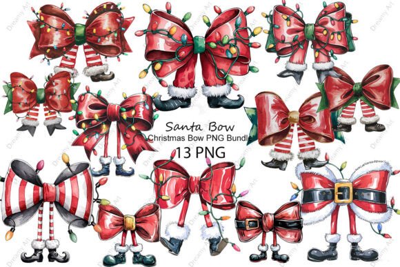 Christmas Bow PNG Bundle: Festive Illustrations