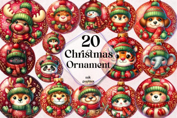 Christmas Ornament Animal Clipart Bundle: Illustrations Review