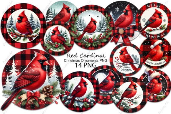 Christmas Red Cardinal Ornaments PNG: Festive Illustrations