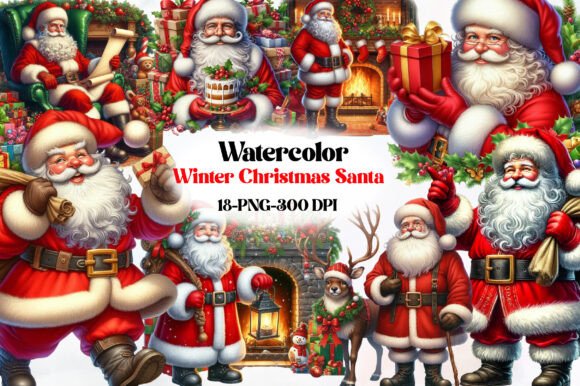 Christmas Santa Clipart Winter Illustrations