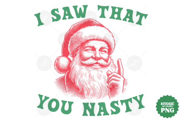 Funny Santa Vintage Christmas I Saw That Illustrations