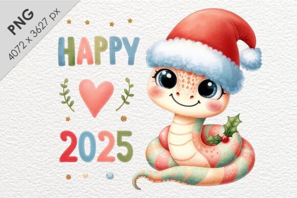 New Year Snake Watercolor PNG Illustrations Review