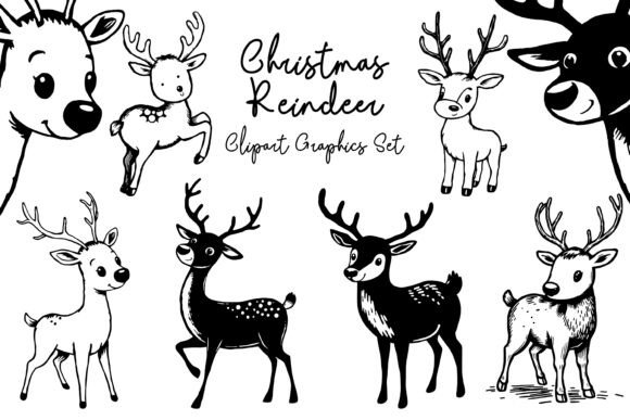 Reviewing Christmas Reindeer Clipart Collection Illustrations