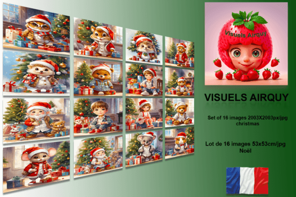 Reviewing Set of 16 Images of Christmas Illustrations