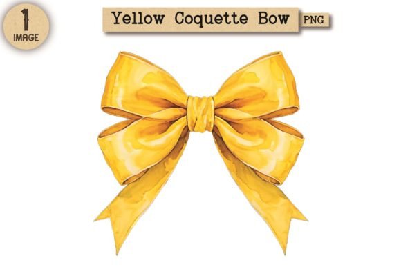 Vintage Yellow Coquette Bow PNG 14 Illustrations