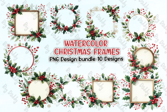 Watercolor Christmas Frames: Festive Illustrations