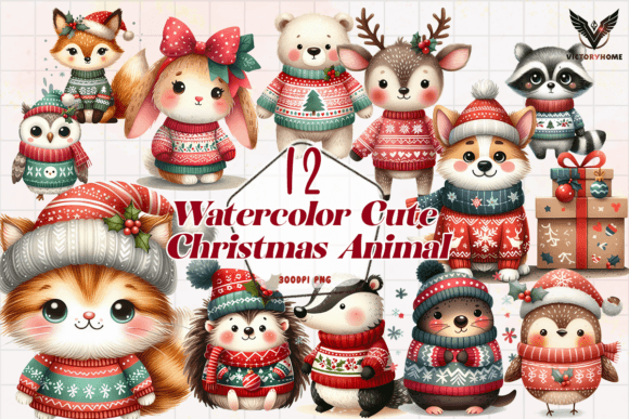 Watercolor Cute Christmas Animal Clipart: Editorial Review