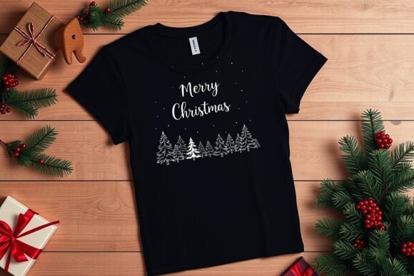 White Christmas Trees & Stars Illustrations